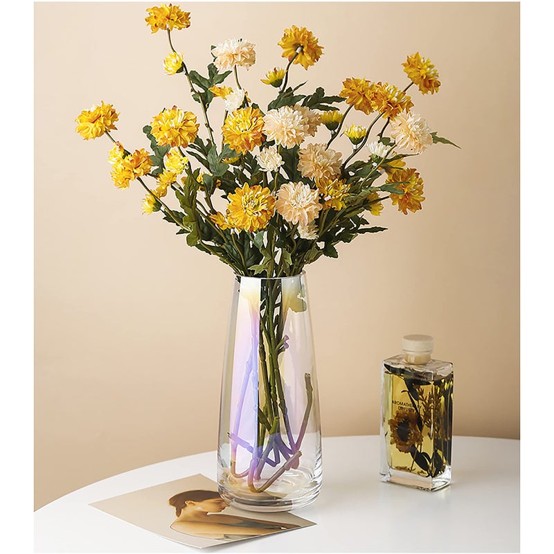 FANTESTICRYAN Modern Glass Vase Irised Crystal Clear Glass Vase for Home Office Decor (Neon Clear) - Image 5